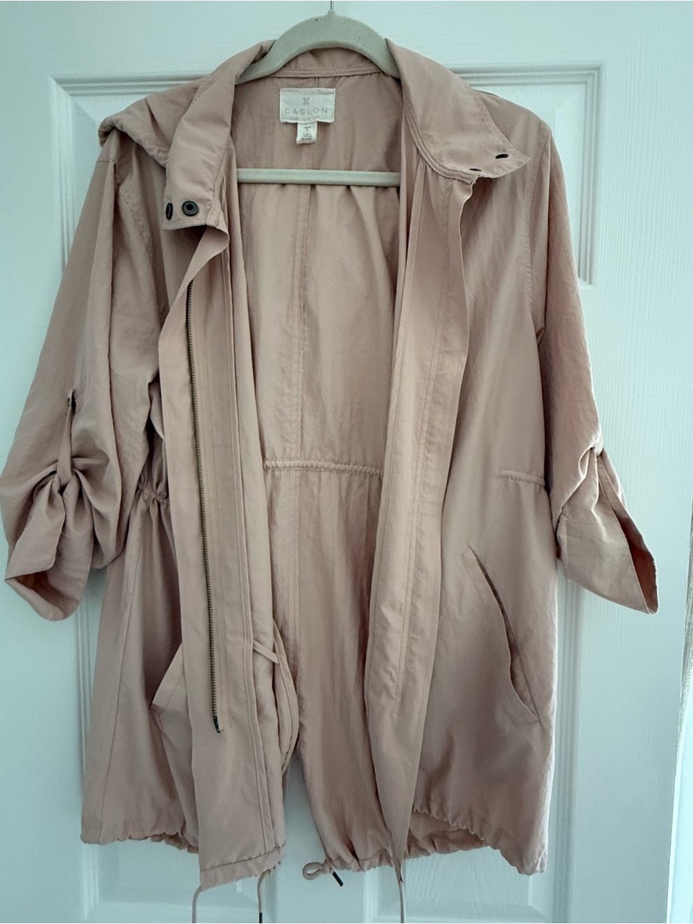 Caslon Blush Lightweight Hooded Drawstring Anorak Jacket Blush Pink Size S
